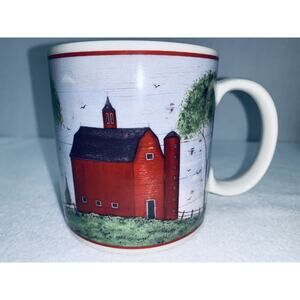 Barn Mug Warren Kimble Barns by Sakura NY 1998 Ceramic C Handle Coffee Red Cup
